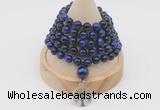 GMN1228 Hand-knotted 8mm, 10mm blue tiger eye 108 beads mala necklaces with charm