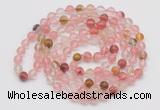 GMN123 Hand-knotted 6mm volcano cherry quartz 108 beads mala necklaces