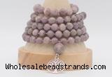 GMN1280 Hand-knotted 8mm, 10mm lepidolite 108 beads mala necklace with charm