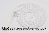 GMN1841 Hand-knotted 8mm candy jade 108 beads mala necklace with tassel & charm