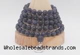 GMN2220 Hand-knotted 8mm, 10mm matte amethyst 108 beads mala necklace with charm