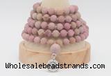 GMN2224 Hand-knotted 8mm, 10mm matte pink wooden jasper108 beads mala necklace with charm