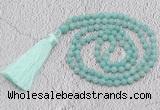 GMN233 Hand-knotted 6mm amazonite 108 beads mala necklaces with tassel