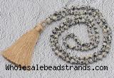 GMN237 Hand-knotted 6mm dalmatian jasper 108 beads mala necklaces with tassel