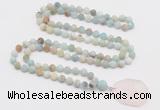 GMN4404 Hand-knotted 8mm, 10mm matte amazonite 108 beads mala necklace with pendant