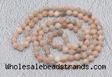 GMN512 Hand-knotted 8mm, 10mm sunstone 108 beads mala necklaces
