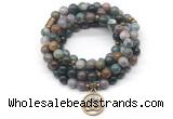 GMN7009 8mm Indian agate 108 mala beads wrap bracelet necklace