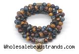 GMN7044 8mm colorful tiger eye 108 mala beads wrap bracelet necklace