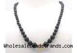 GMN7346 black lava graduated beaded necklace & bracelet set