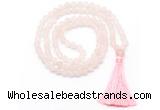 GMN8439 8mm, 10mm matte rose quartz 27, 54, 108 beads mala necklace with tassel