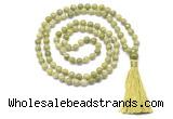 GMN8519 8mm, 10mm China jade 27, 54, 108 beads mala necklace with tassel