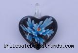 LP03 16*32*40mm heart inner flower lampwork glass pendants