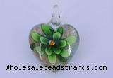 LP06 15*30*40mm heart inner flower lampwork glass pendants