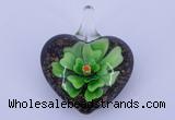 LP19 18*32*39mm heart inner flower lampwork glass pendants