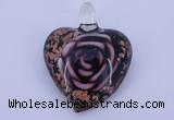 LP23 14*34*45mm heart inner flower lampwork glass pendants
