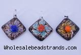 LP57 12*36*46mm diamond inner flower lampwork glass pendants