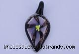 LP81 11*27*57mm leaf inner flower lampwork glass pendants