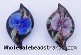 LP85 14*27*50mm leaf inner flower lampwork glass pendants