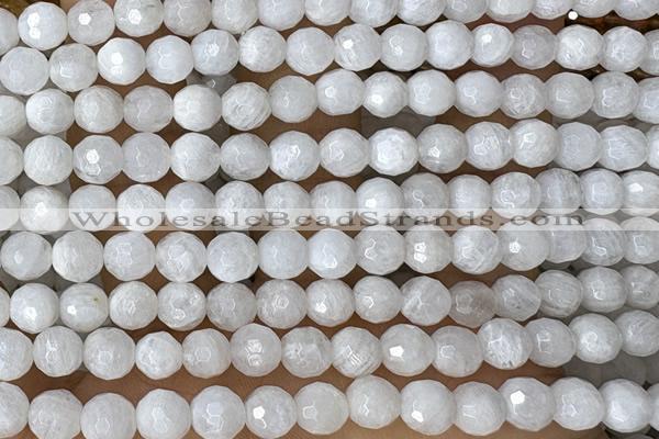 MOON25 15 inches 6mm faceted round natural white moonstone beads