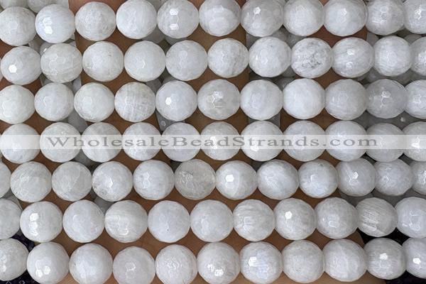 MOON27 15 inches 10mm faceted round natural white moonstone beads