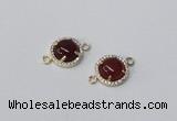 NGC1012 10mm flat round agate gemstone connectors wholesale