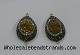 NGC1100 25*35mm teardrop druzy agate connectors wholesale