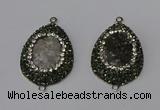 NGC1141 25*35mm teardrop druzy agate connectors wholesale