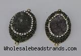 NGC1144 25*35mm oval druzy agate connectors wholesale