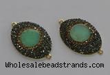 NGC1175 25*35mm oval Australia chrysoprase connectors wholesale