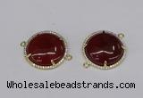 NGC1215 30mm flat round agate gemstone connectors wholesale