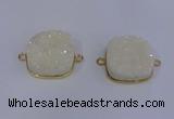 NGC1500 25*25mm square druzy quartz gemstone connectors wholesale