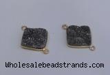 NGC1537 18*18mm diamond druzy quartz gemstone connectors wholesale