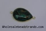 NGC1550 22*30mm teardrop malachite & pyrite gemstone connectors