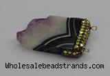 NGC1721 30*45mm - 35*55mm freeform druzy amethyst connectors
