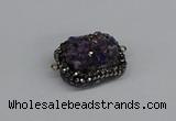NGC1857 15*35mm - 22*30mm rectangle plated druzy amethyst connectors