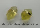 NGC261 18*30mm - 20*35mm faceted nuggets lemon quartz connectors
