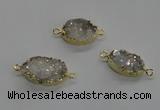 NGC270 10*15mm - 13*18mm freeform plated druzy agate connectors