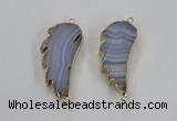 NGC322 16*35mm - 18*38mm wing-shaped agate gemstone connectors
