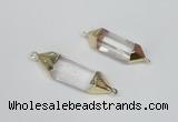 NGC335 10*25mm - 12*40mm faceted nuggets white crystal connectors
