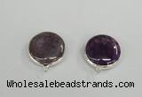 NGC380 18mm flat round agate gemstone connectors wholesale