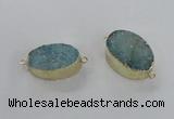 NGC474 20*30mm oval druzy agate gemstone connectors wholesale
