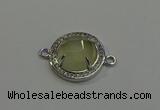 NGC5023 20mm flat round lemon quartz with rhinestone connectors