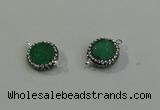 NGC5045 12mm - 14mm flat round druzy quartz with rhinestone connectors
