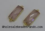 NGC5077 12*30mm - 15*35mm faceted rectangle rose quartz connectors