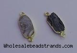 NGC5518 8*20mm - 10*20mm freeform druzy agate connectors