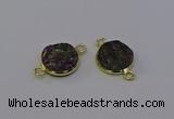 NGC5598 15mm - 16mm coin plated druzy agate connectors wholesale