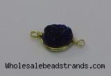 NGC5609 15mm - 16mm coin plated druzy quartz connectors wholesale