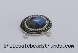 NGC5657 18*25mm faceted oval labradorite gemstone connectors