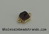 NGC5792 10*10mm square plated druzy agate connectors wholesale