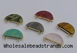 NGC5918 13*26mm moon mixed gemstone connectors wholesale